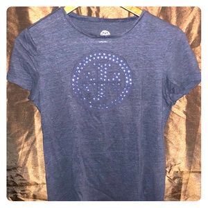 Tory Burch Logo Linen T-shirt (Navy)